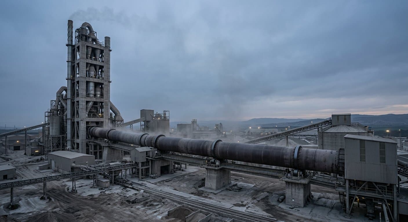 Cement rotary kiln and preheater tower illustrating cement kiln sealing in the cement industry